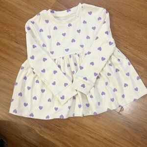 Charming Kids Long Sleeve Top with Purple Hearts NWOT
